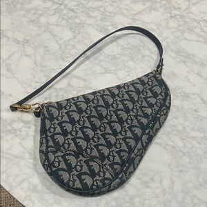 Dior Vintage Navy Trotter Saddlebag Pouchette.